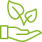 Green hand icon or graphic